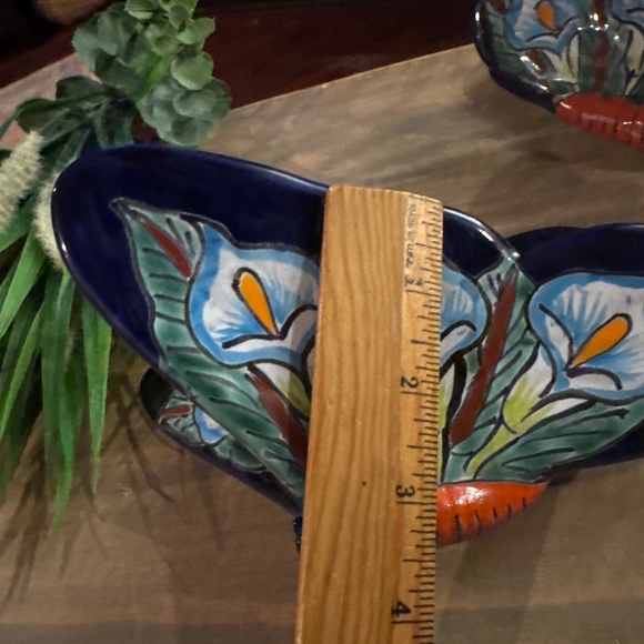 Set of Mexican Pottery Colorful Butterfly Wall Plaque Hand Painted Art Decor - Picture 7 of 7